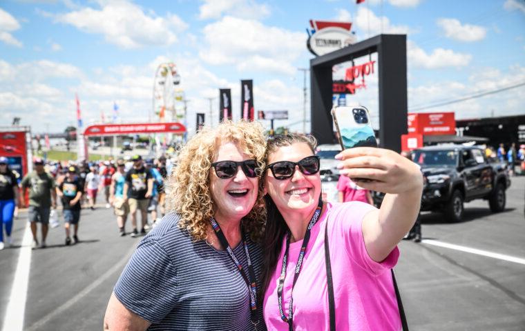 race fans taking a selfie